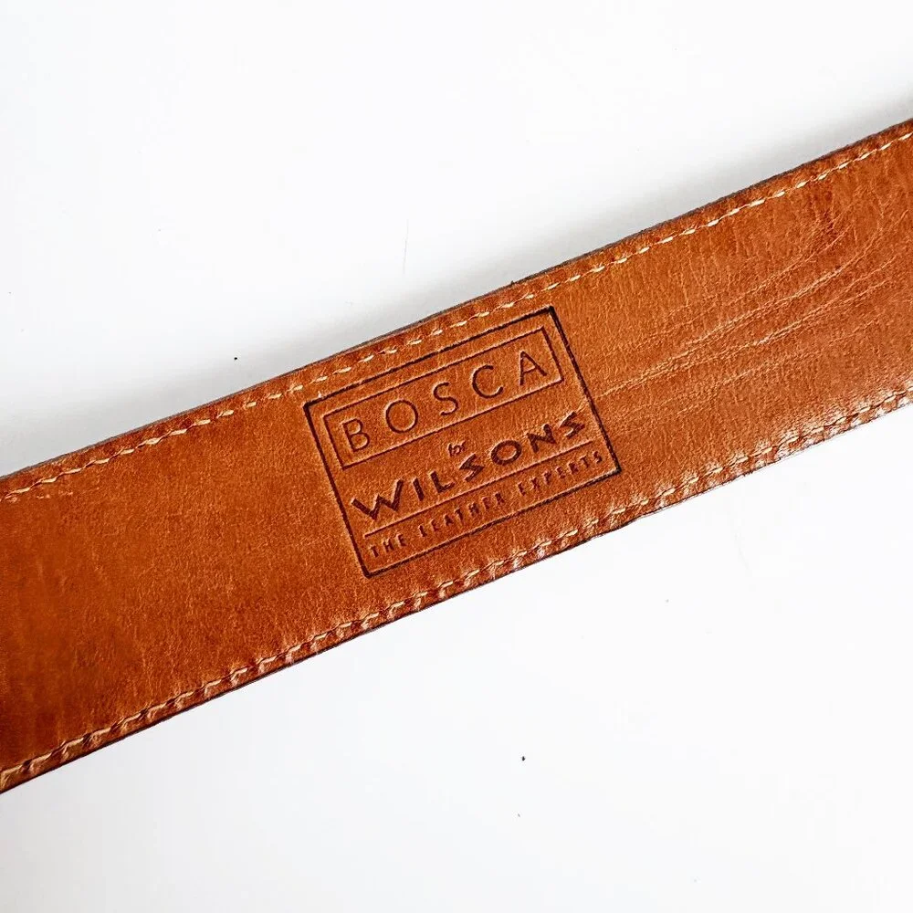 BOSCA for Wilsons Wide Belt Embossed Croc Stamp Leather Size 30